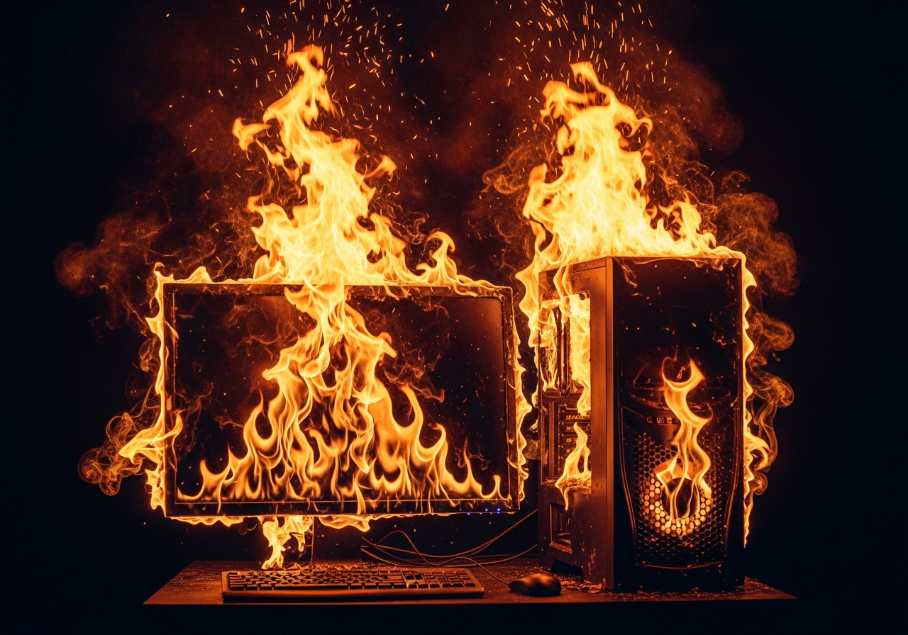 Unpatched system under attack — illustrating the risk of delayed software updates for small businesses
